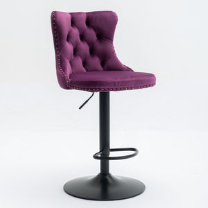 Swivel Barstools Adjusatble Seat Height, Modern Upholstered Bar Stools With Backs Comfortable Tufted For Home Pub And Kitchen Island (Set of 2)