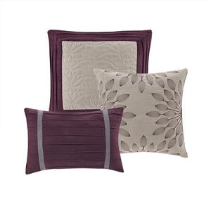 7 Piece Faux Suede King Comforter Set with Hypoallergenic Filling - Purple