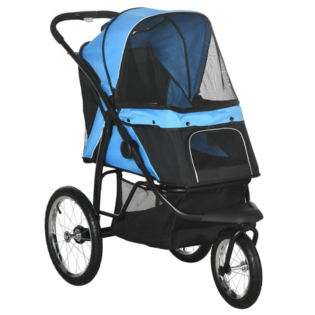 PawHut Pet Stroller for Small and Medium Dogs, 3 Big Wheels Foldable Cat Stroller