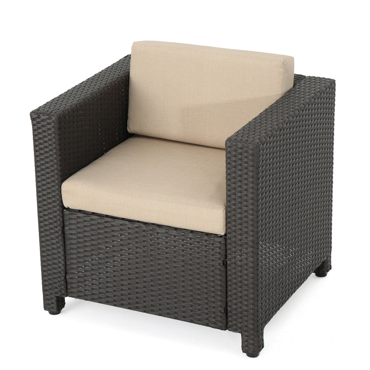 PUERTA Club Chair MP1 Outdoor Comfort Weather-Resistant Cushions Mixed Black Faux Rattan