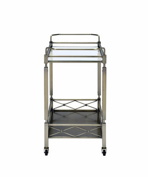 Matiesen Clear Glass & Antique Gold Finish Serving Cart