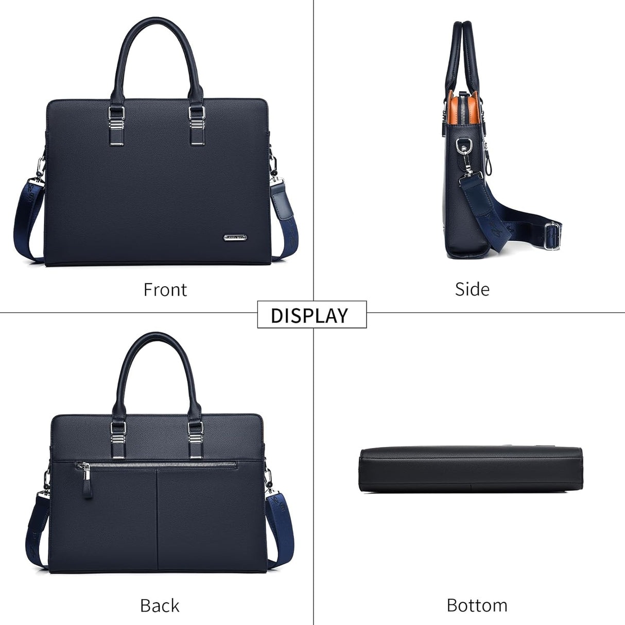 Genuine Leather Business Briefcase 15.6 Inch Laptop Bag Multi Compartment