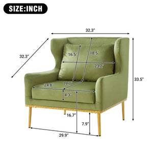 Elegant Curved Armrest Accent Armchair with Plush Foam Cushion - Green, Purple, Black, Beige