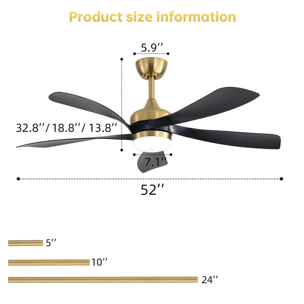Ceiling Fan With Remote Control, Adjustable Dimmable Lighting & Silent DC Motor