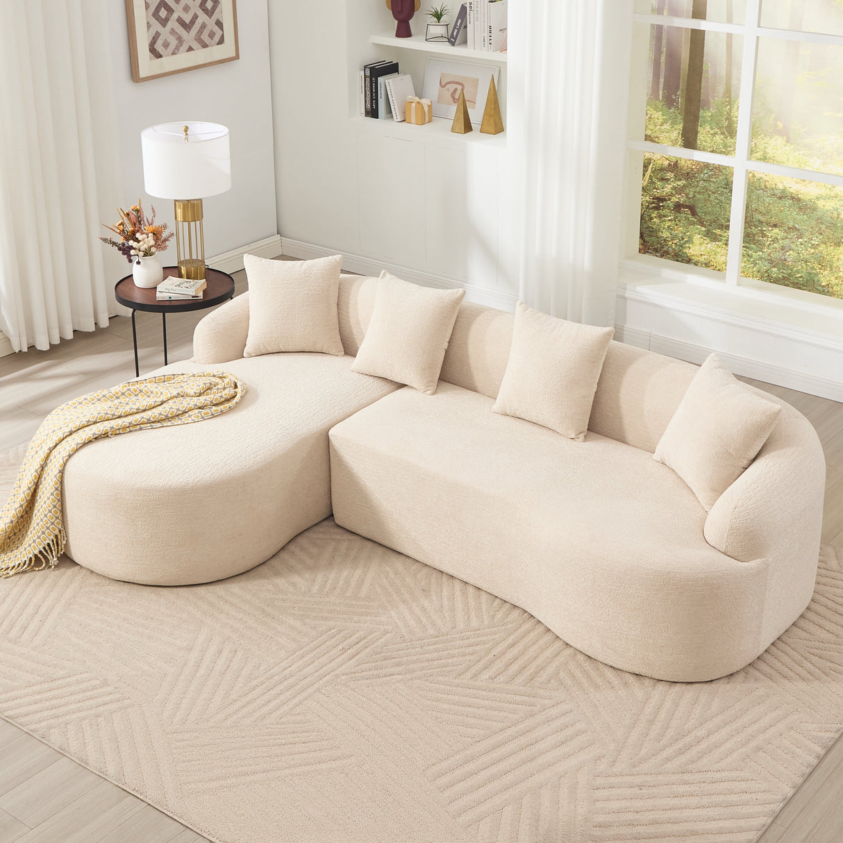 Boneless L-Shape Sectional Sofa with Curved Chaise