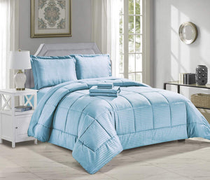 Decor&More Ultra Lush Down Alternative 8 Piece Bed in a Bag Embossed Stripe Comforter Set