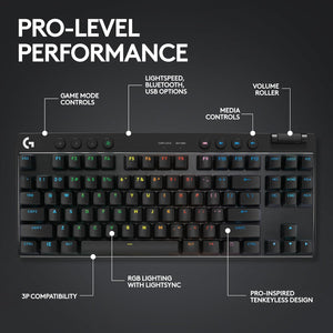 Refurbished - G PRO X TKL LIGHTSPEED Gaming Keyboard-BLACK-US-2.4GHZ/BT-TACTILE 920-012127