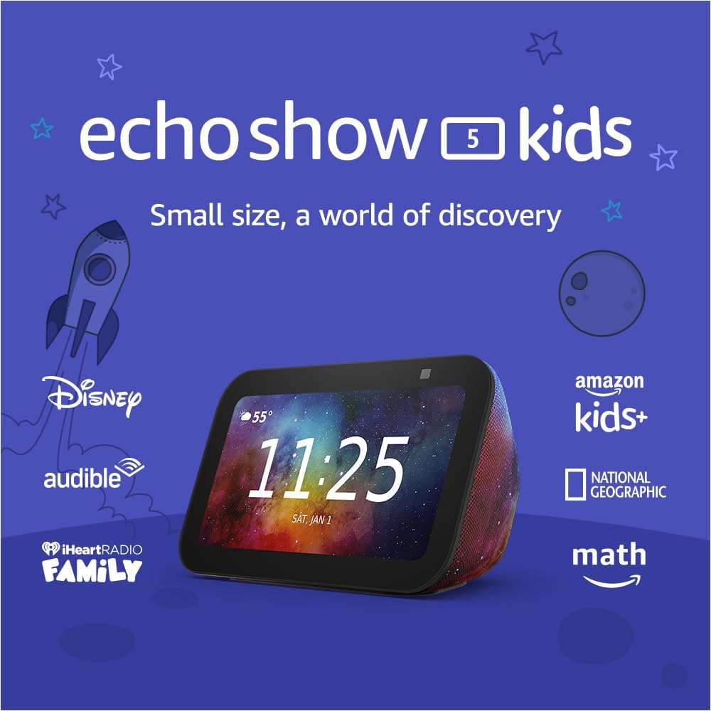 Amazon Echo Show 5 Kids, an Alexa device (newest model), Designed for kids, with parental controls, Includes 1 year of Amazon Kids+, Galaxy