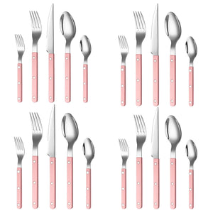 Khen Pink Cutlery Set of 20 –18/8 Stainless Steel Flatware