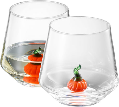 Pumpkin Glass Set Fall Drinkware 12oz Clear