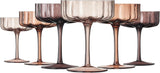 Flower Wave Coupe Cocktail Colored Glasses | Set of 6 | Venus Brown Colors