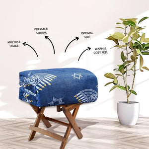 Decor&More Maccabbee Collection Microplush Holiday Throw Blanket (60" x 50") - Hanukkah Menorah