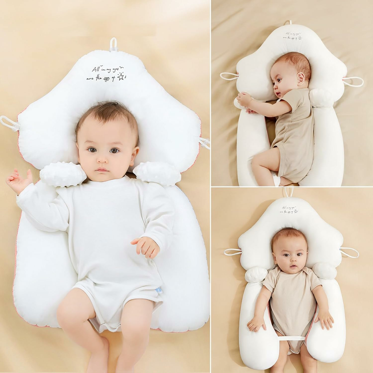 Baby Anti Flat Head Pillow Organic Cotton Infant Sleeping Support Cushion