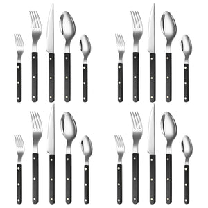 Khen Black Cutlery Set of 20 –18/8 Stainless Steel Flatware