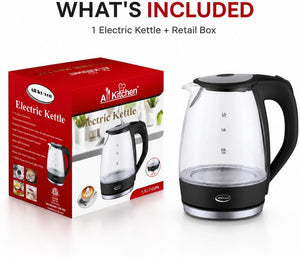 1.7L Glass Electric Kettle with Removable Lid & Boil-Dry Protection
