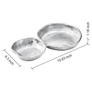2 Cluster Decorative Bowls Bright Silver Snack Tray Bowl Chip