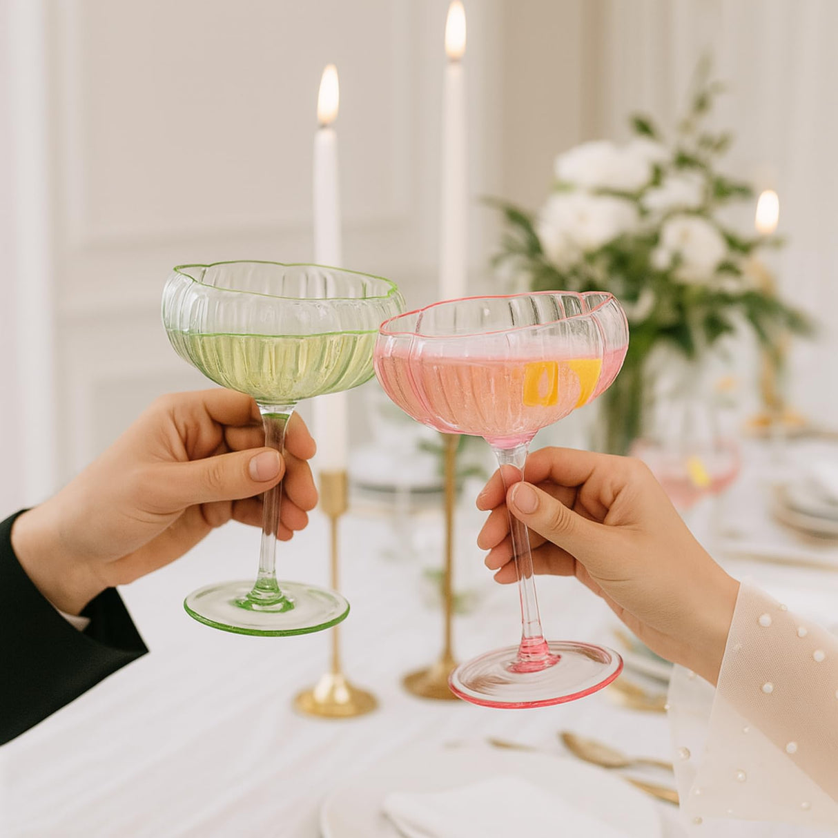 Flower Champagne Cocktail Glasses | Set of 4