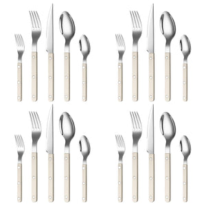 Khen Cream Cutlery Set of 20 –18/8 Stainless Steel Flatware