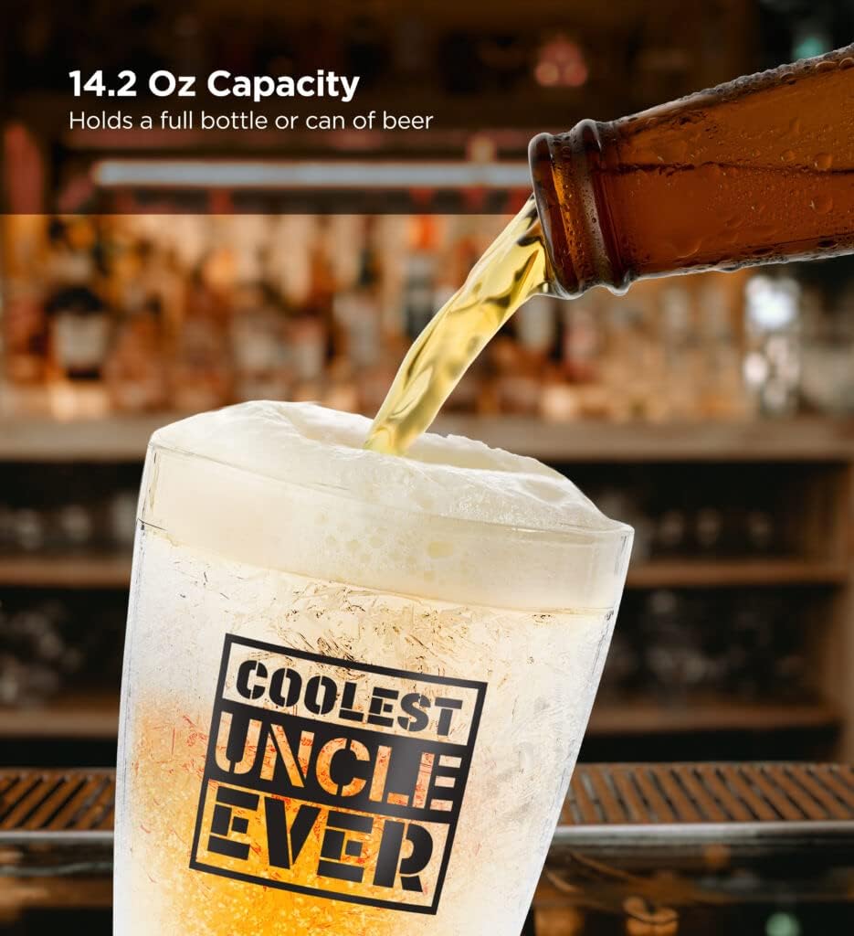 Freezer Cup Golfing Gift for - Freezable Ice-Gel Chiller Mug for Beer/Iced Cold Drinks - Insulated 14oz Frozen Drinking Glass for Men who Golf (Gift Boxed)