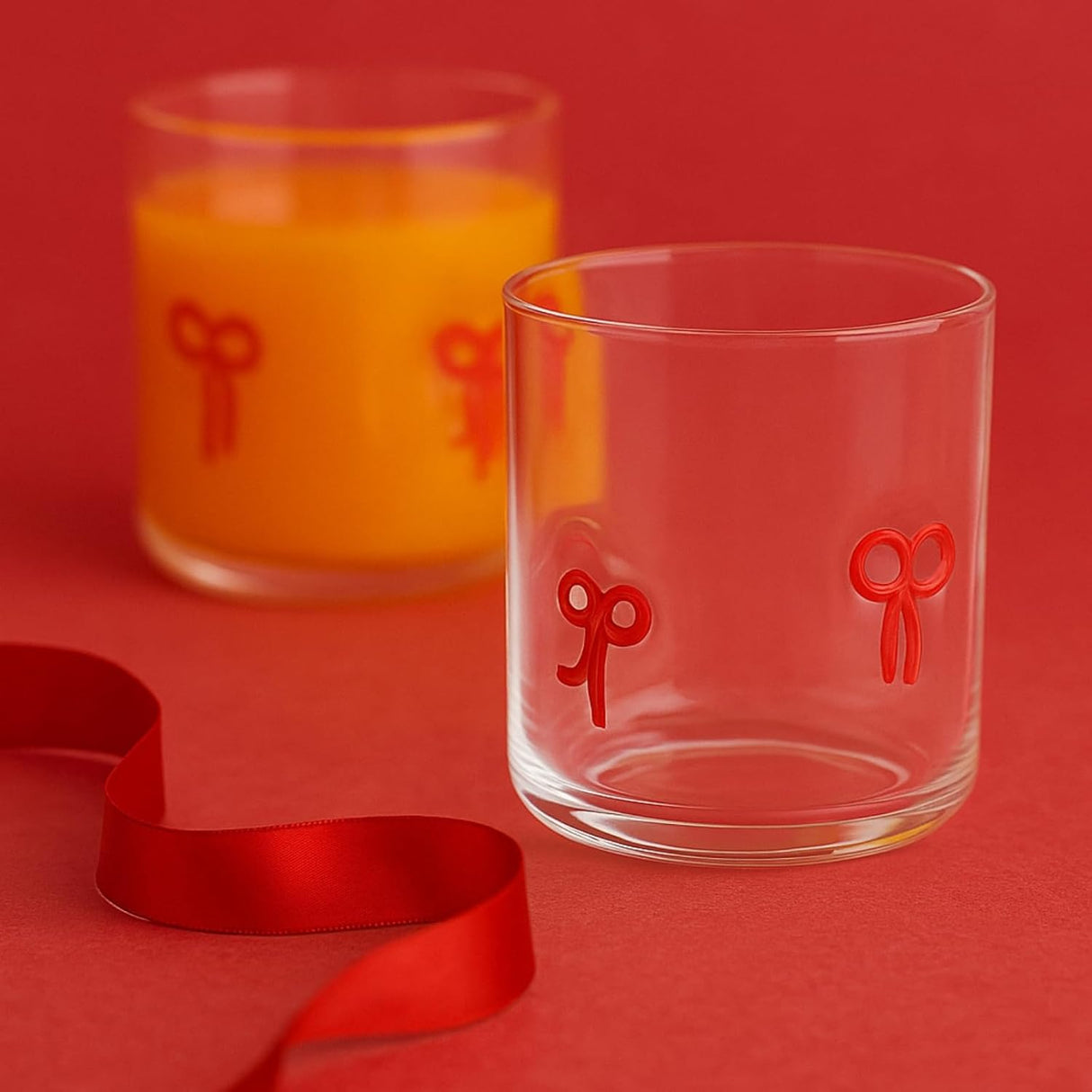 Khen Red Bowtie Tumbler Set Unique Lightweight Acrylic Clear Drinkware Vintage Aesthetic Barware Cup - Set of 2 Clear