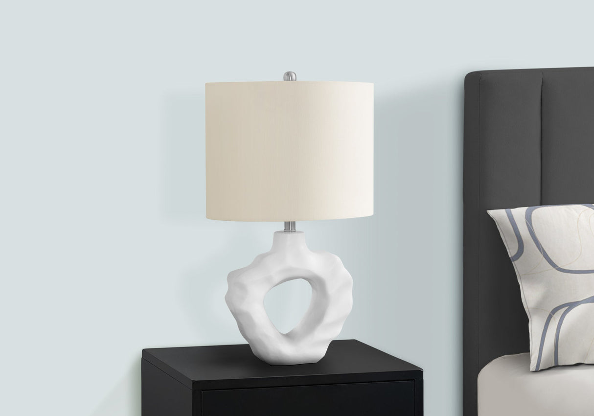 Lighting, 25'h, Table Lamp, Cream Resin, Ivory / Cream Shade, Modern