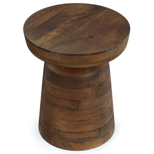Handcrafted Mango Wood Accent Table with Sculptural Design - Multiple Colors