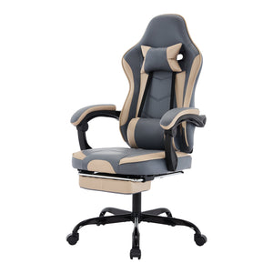 Gaming Chair with Footrest and Massage Lumbar Support
