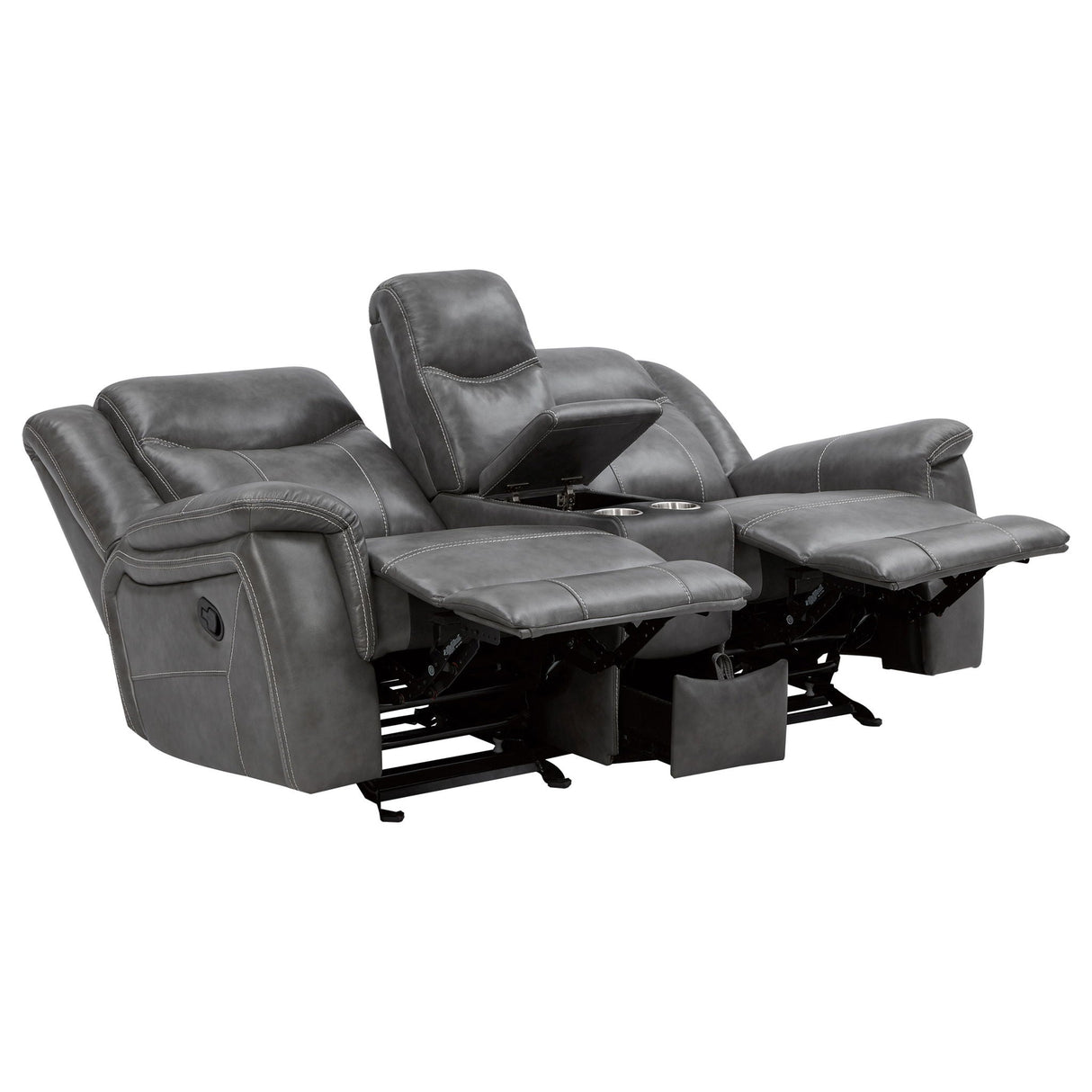 Carmen - Cool Motion Loveseat With Storage, With Reclining Function And Built In Storage - Gray