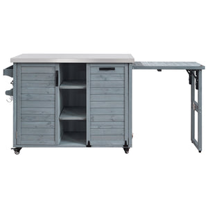 K&K 78.3' Outdoor Kitchen Island with Foldable Grill Table