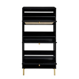 Modern Rattan 3 Door Shoe Rack Cabinet For Entryway