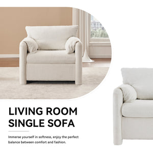 Modern Accent Chair Single Seater Ivory White