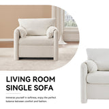 002 Fixed-Modern Accent Chair Single Seater Ivory White