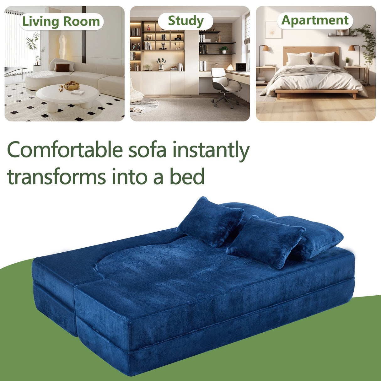 Queen Size Foldable Sofa Bed Chenille Futon Couch