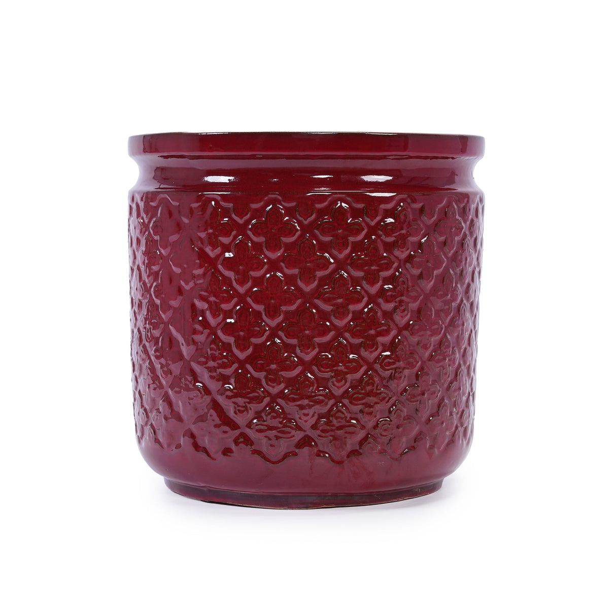 3 Pieces Ceramic Flowerpot, Modern Planter for Patio, Garden or Windowsills - Bean Paste Red