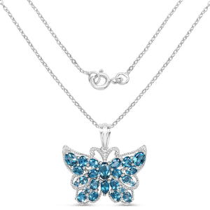 4.81 Carat Genuine London Blue Topaz .925 Sterling Silver Pendant
