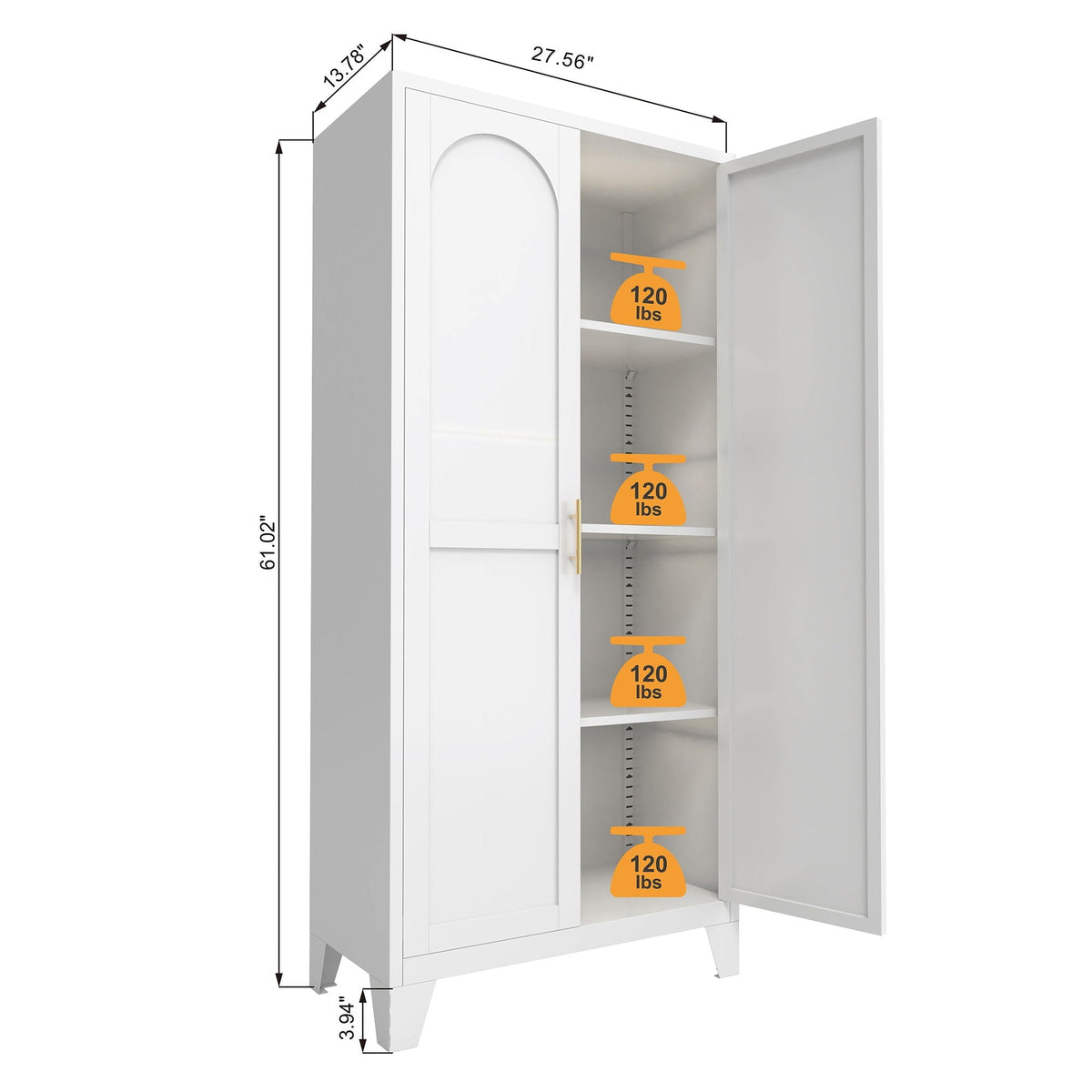 Shapely Doors Cabinet, Metal Storage Cabinet With Doors And Adjustable Shelves