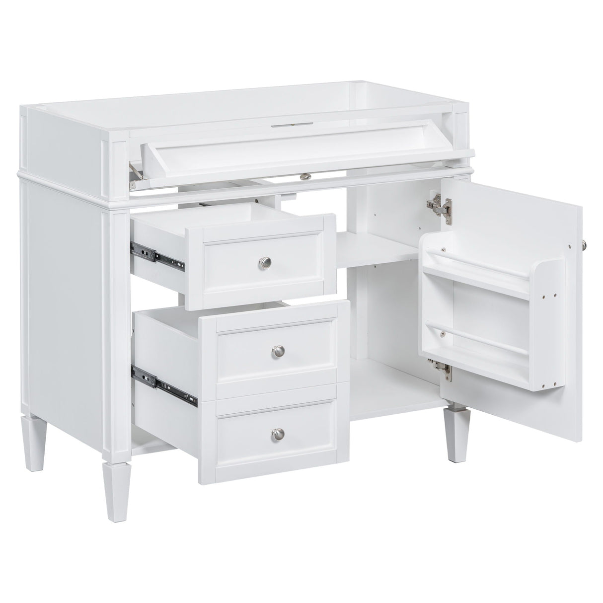 Bathroom Vanity With 2 Drawers and Tip-Out Drawer Storage Cabinet