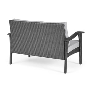 The Contoured All-Weather Wicker Loveseat by Christopher Knight Home
