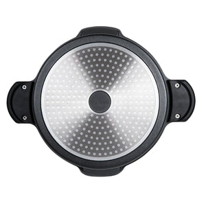 MASTERPAN Nonstick Stock & Pasta Pot With Glass Lid Strainer, 5 QT., 9" (23cm)