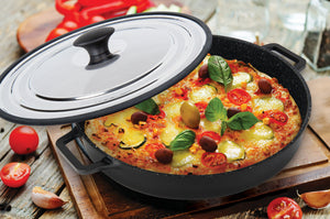 MASTERPAN 12" Nonstick Stovetop Oven Grill Pan with Stainless Steel Lid