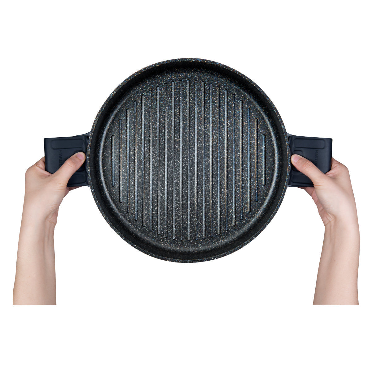 MASTERPAN Nonstick Stovetop Oven Grill Pan & Stainless Steel Lid, Black 12" (30cm)
