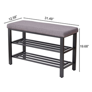Shoe Bench With Cushion, Storage Seat For Entryway