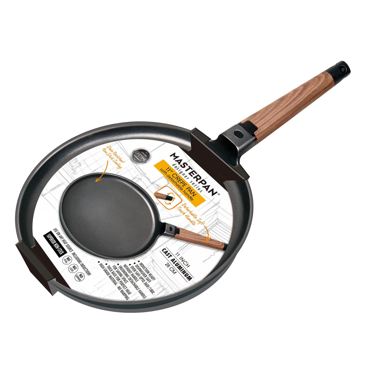 MASTERPAN Nonstick Crepe Pan and Griddle, 11" (28cm)