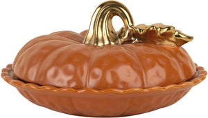 10.5"D Orange Pumpkin Covered Pie Plate