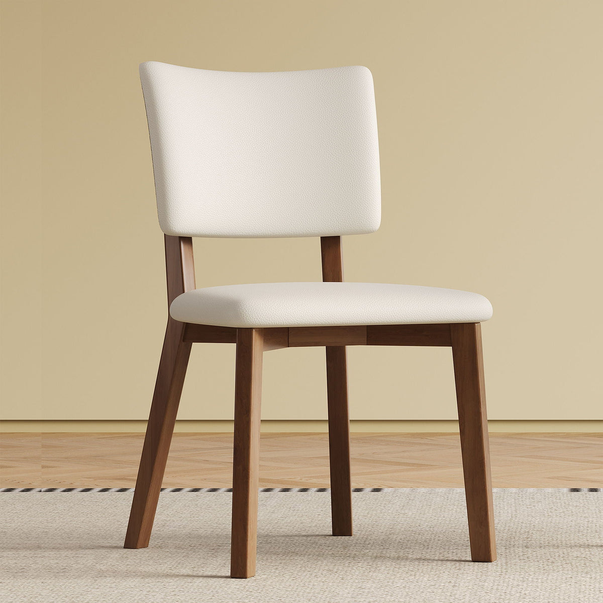 Dining Chair Set of 2 - White / Deep Walnut