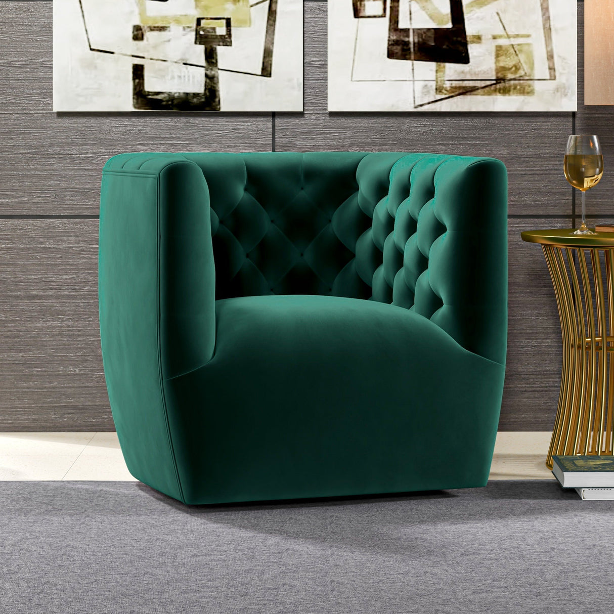 Delaney Velvet Swivel Club Chair