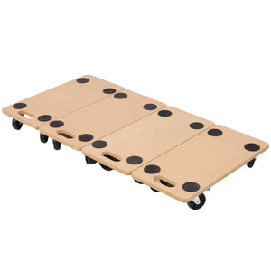 Furniture Moving Dolly, Heavy Duty Wood Rolling Mover With Wheels For Piano Couch Fridge Heavy Items, Securely Holds 500 Lbs (Set of 4) - Natural