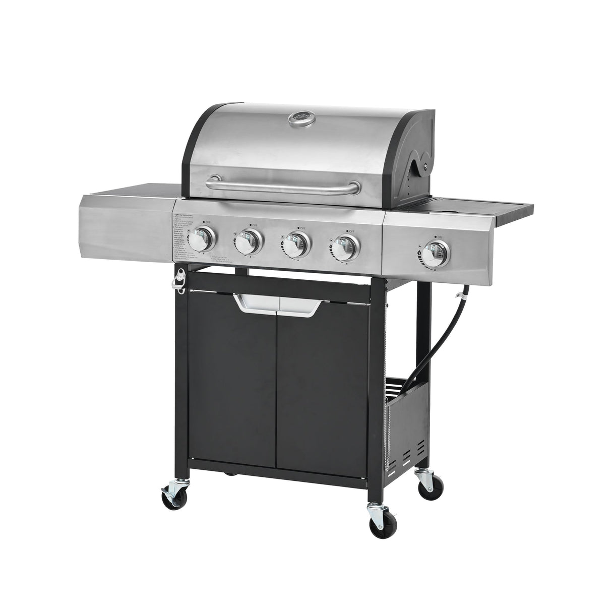 Propane Grill 4 Burner Barbecue Grill Stainless Steel Gas Grill with Side Burner