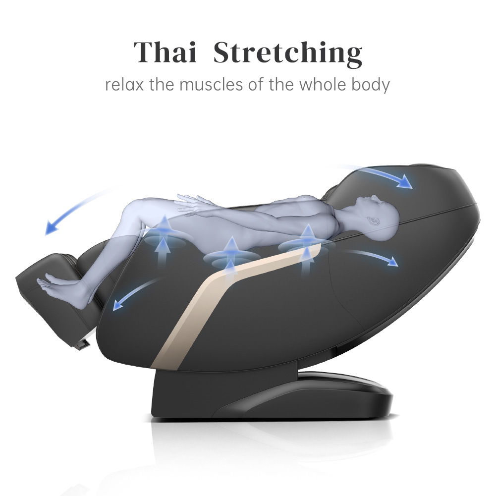 Black Zero Gravity Shiatsu Massage Chair with SL-Track and Bluetooth