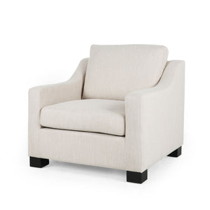 Nightowl Upholstered Club Chair with Sloped Arms and Wood Legs - Beige
